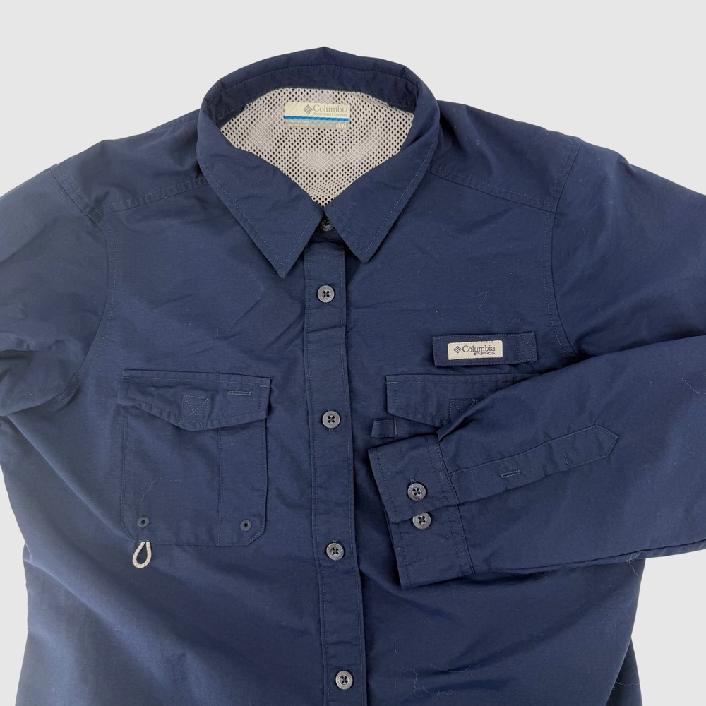 Columbia PFG Vented fishing Shirt Women's Medium Navy Blue Long Sleeve Top